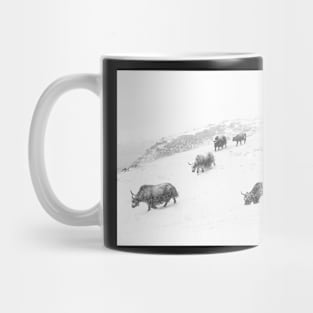 Yaks in the snow Mug